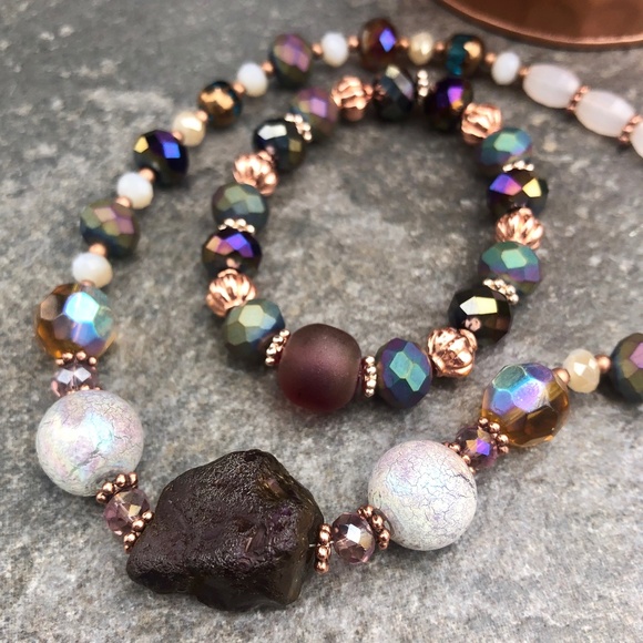 Purple Druzy Necklace and Bracelet Set - Picture 1 of 5